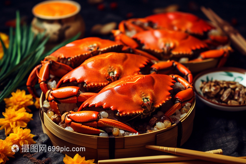 烹饪煮熟的海鲜产品